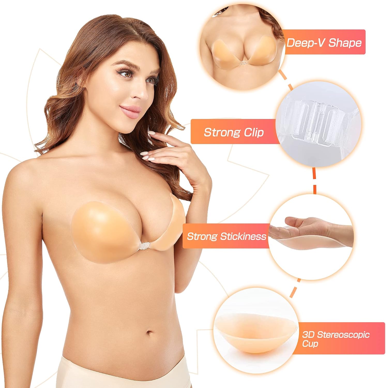 푸쉬업 무선 솔리드 실리콘 브라 재사용 가능 스티키 접 - Silicone Bra Adhesive 리뷰 및 가격